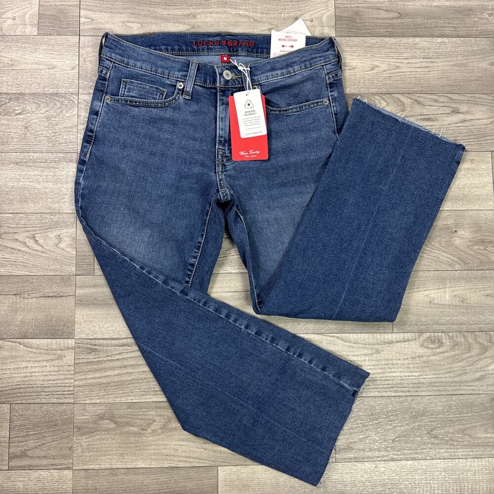 Lucky Brand Sweet Mid Rise Kick Crop Denim Jeans Medium Wash sz 6/28
